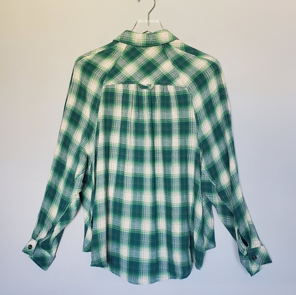 UO Plaid Slouchy BDG Gauzy Keanu Button-Down Shirt - Picture 10 of 11